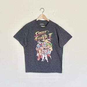 Capcom Street Fighter II Full Cast Group Graphic Charcoal T Shirt Adult Large